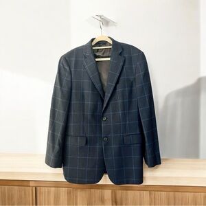 Brooks Brothers Navy and Black Plaid Blazer